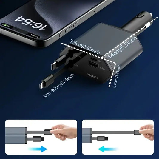 4v1 zatahovací autová nabíječka